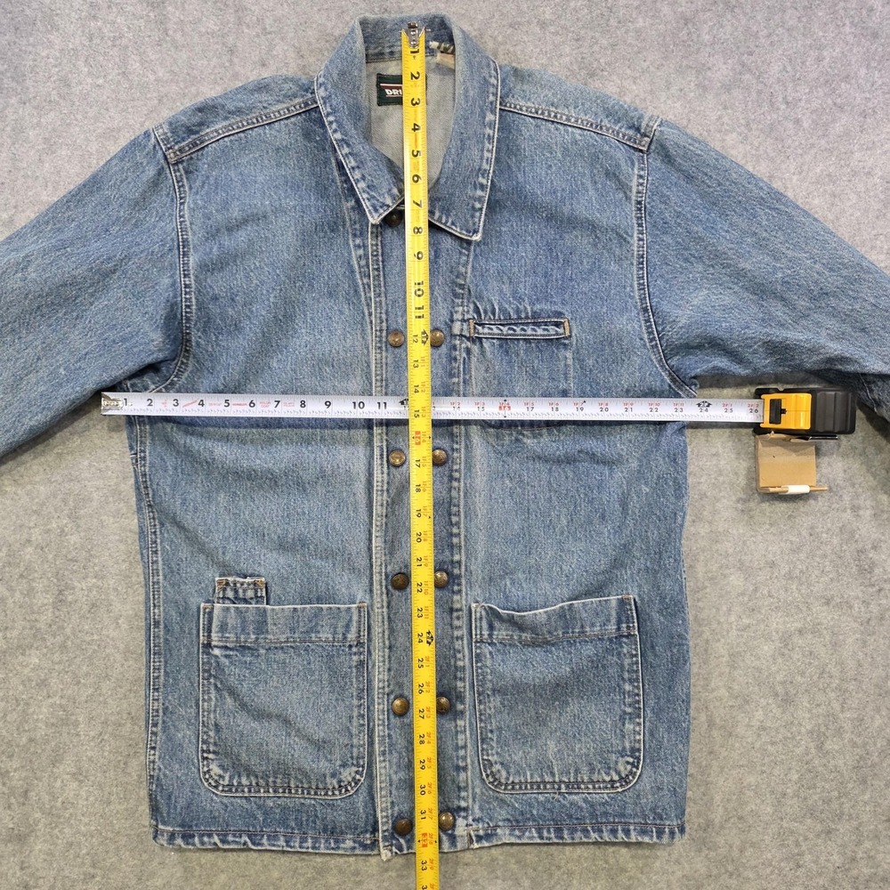 VTG Driver Jacket Mens Medium Blue Denim Chore Workwear Utility Snap Made USA - Picture 10 of 16